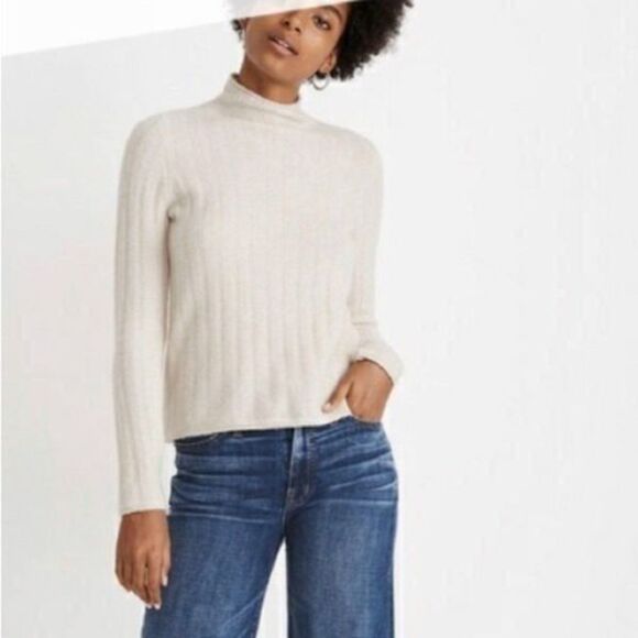 Madewell Sweaters - Madewell Womens Large Wool Alpaca Evercrest Sweater Mock Neck Cream Ribbed NWT (